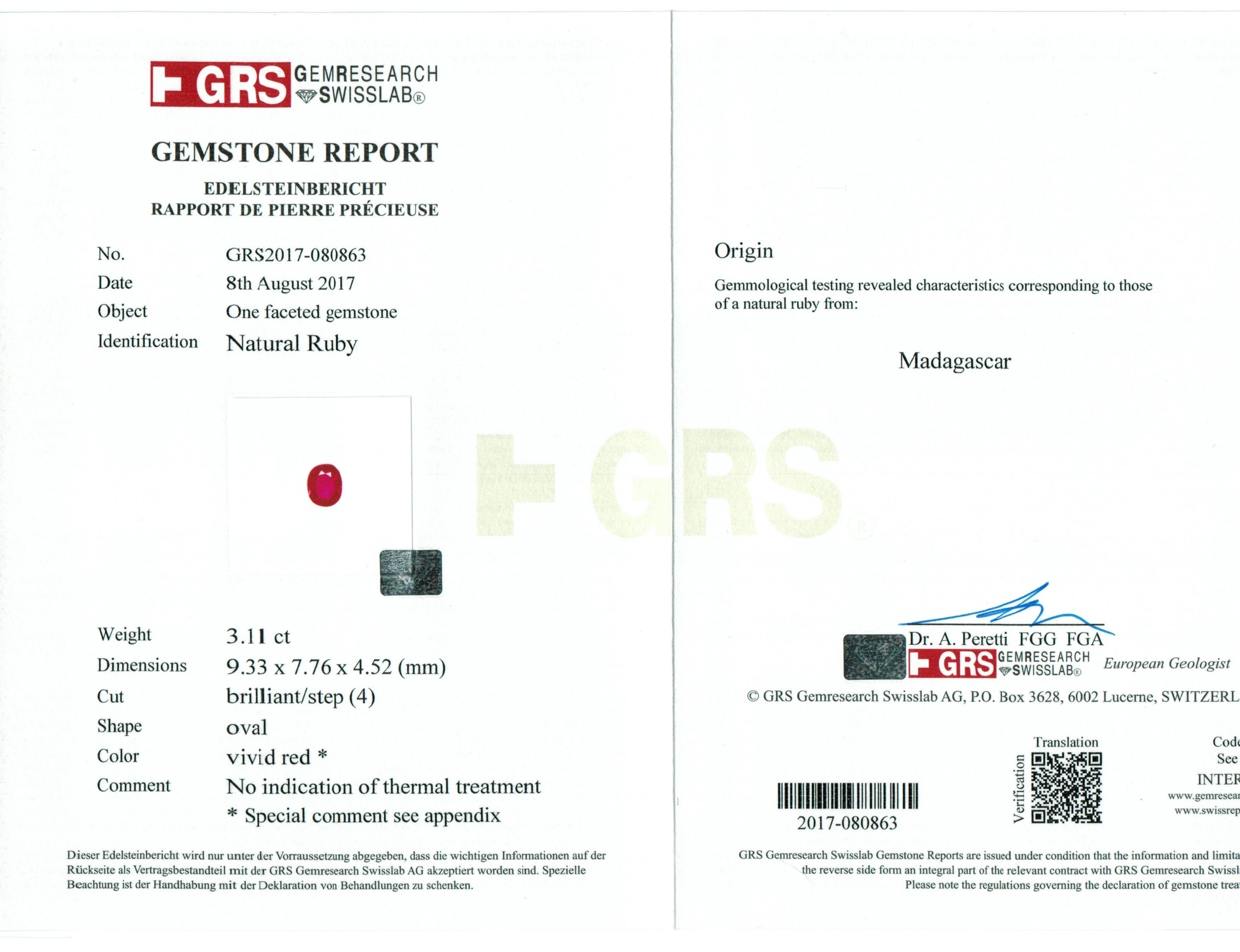 3.11 Ct. Ruby from Madagascar