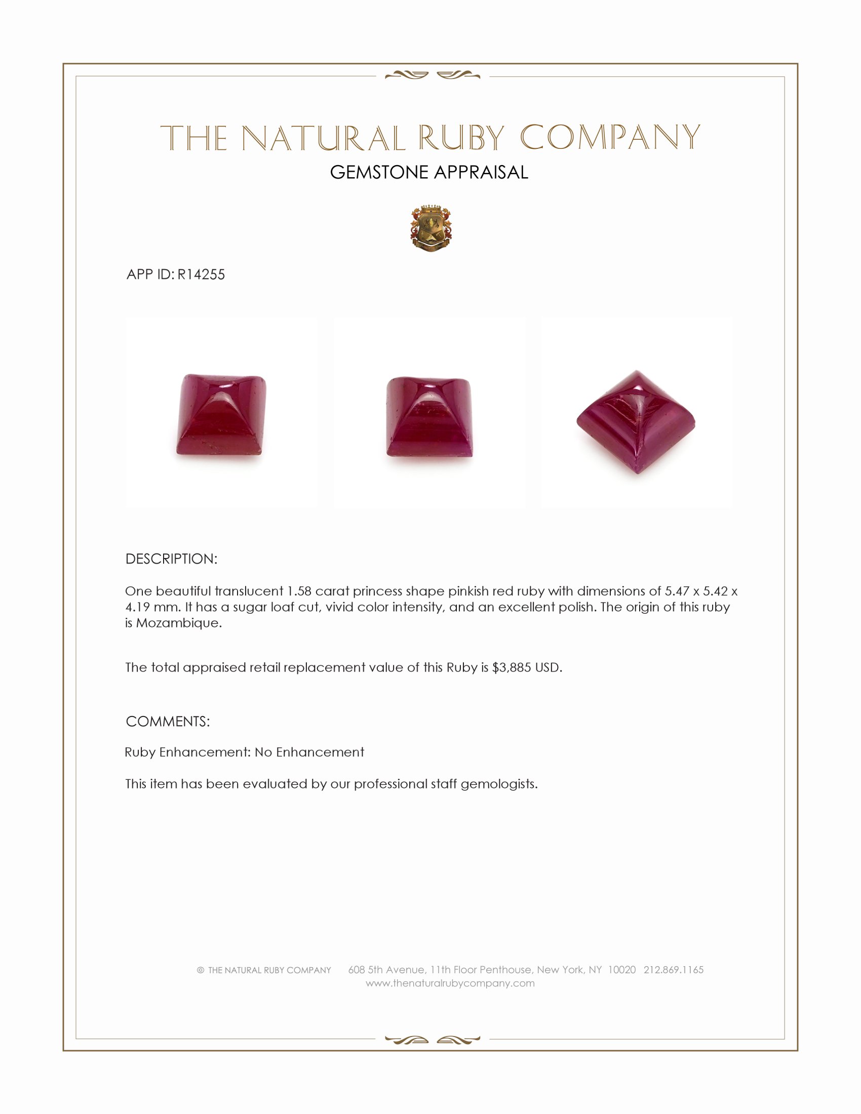 1.58 Ct. Cabochon Ruby from Mozambique