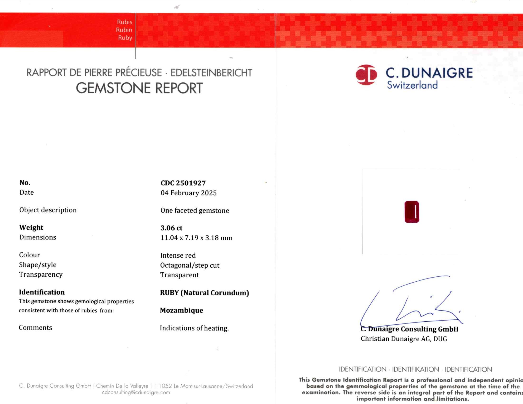 3.07 Ct. Ruby from Mozambique