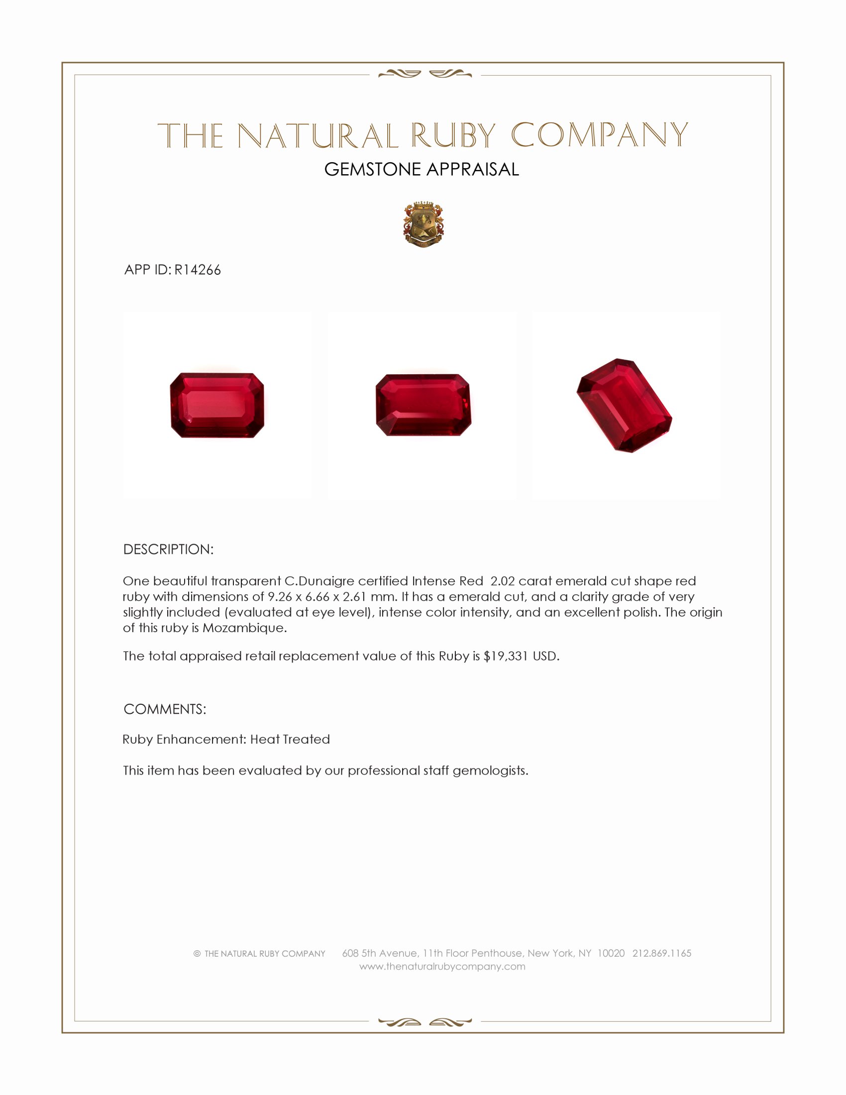 2.02 Ct. Ruby from Mozambique