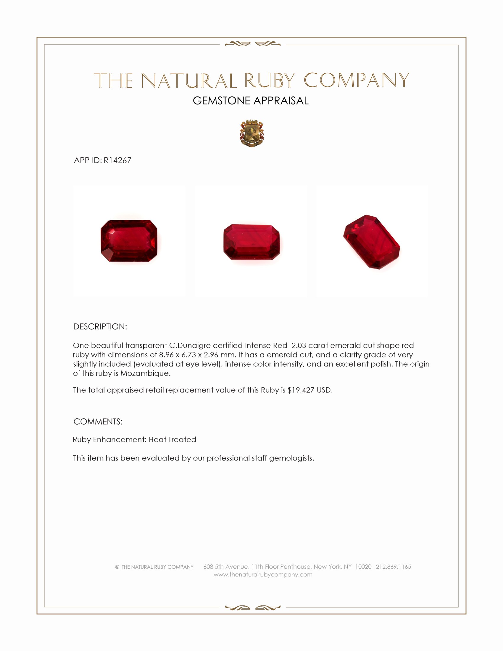 2.03 Ct. Ruby from Mozambique