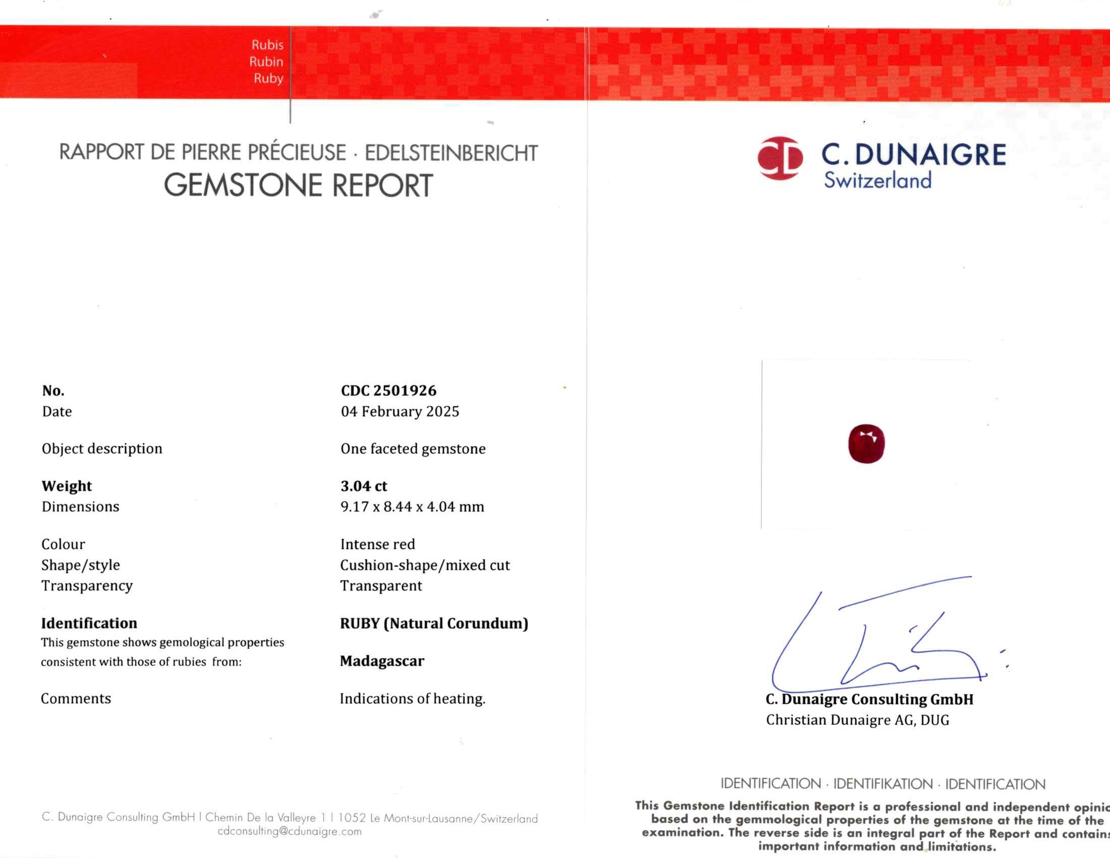 3.04 Ct. Ruby from Madagascar