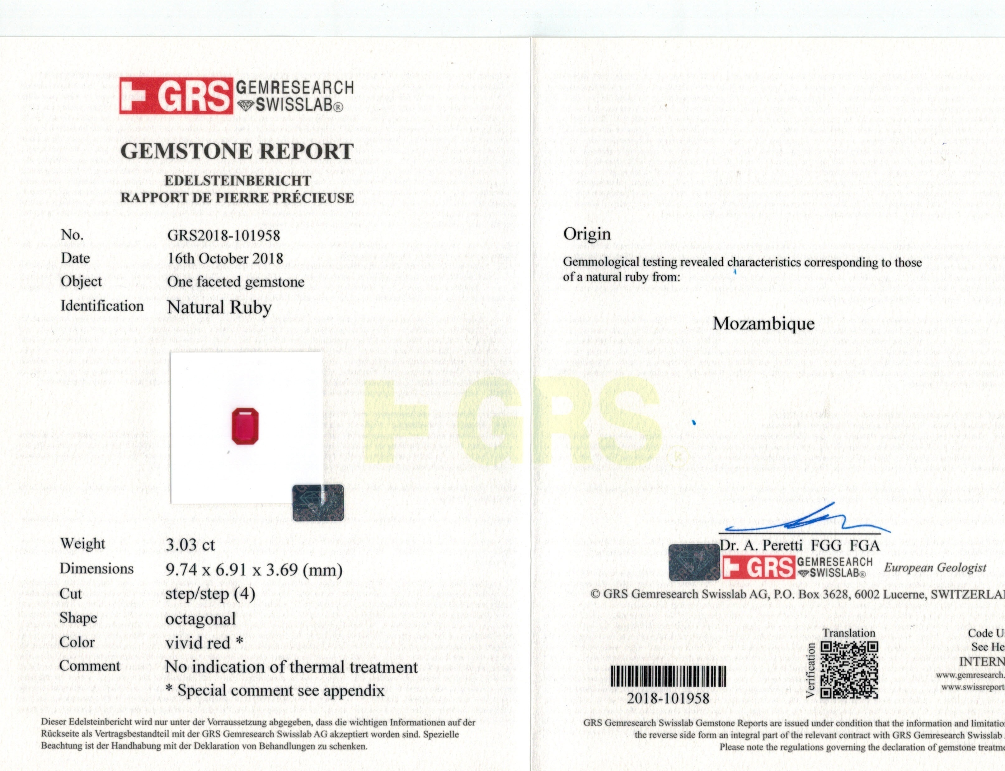 3.03 Ct. Ruby from Mozambique