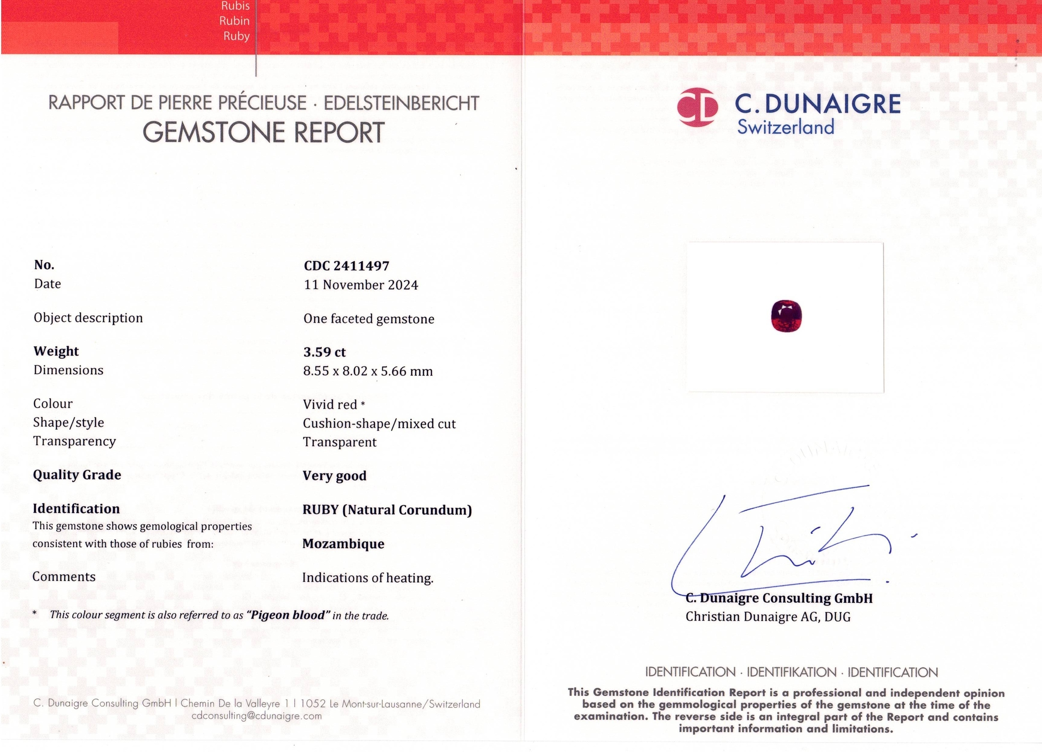 3.59 Ct. Ruby from Mozambique