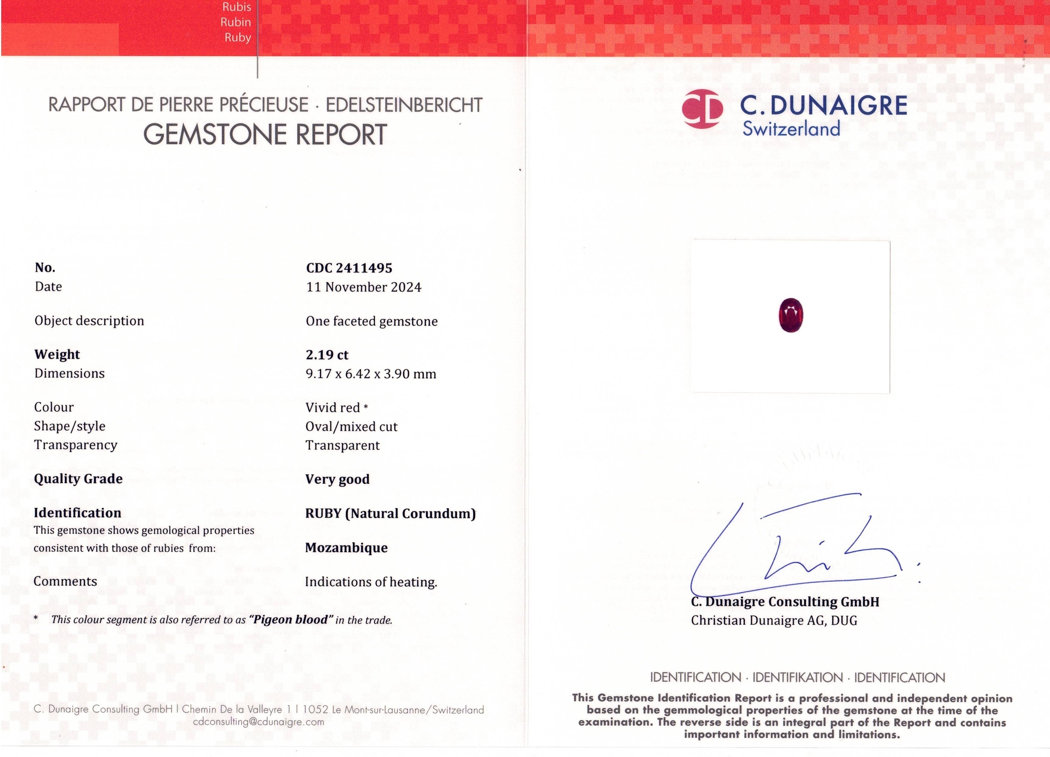 2.19 Ct. Ruby from Mozambique