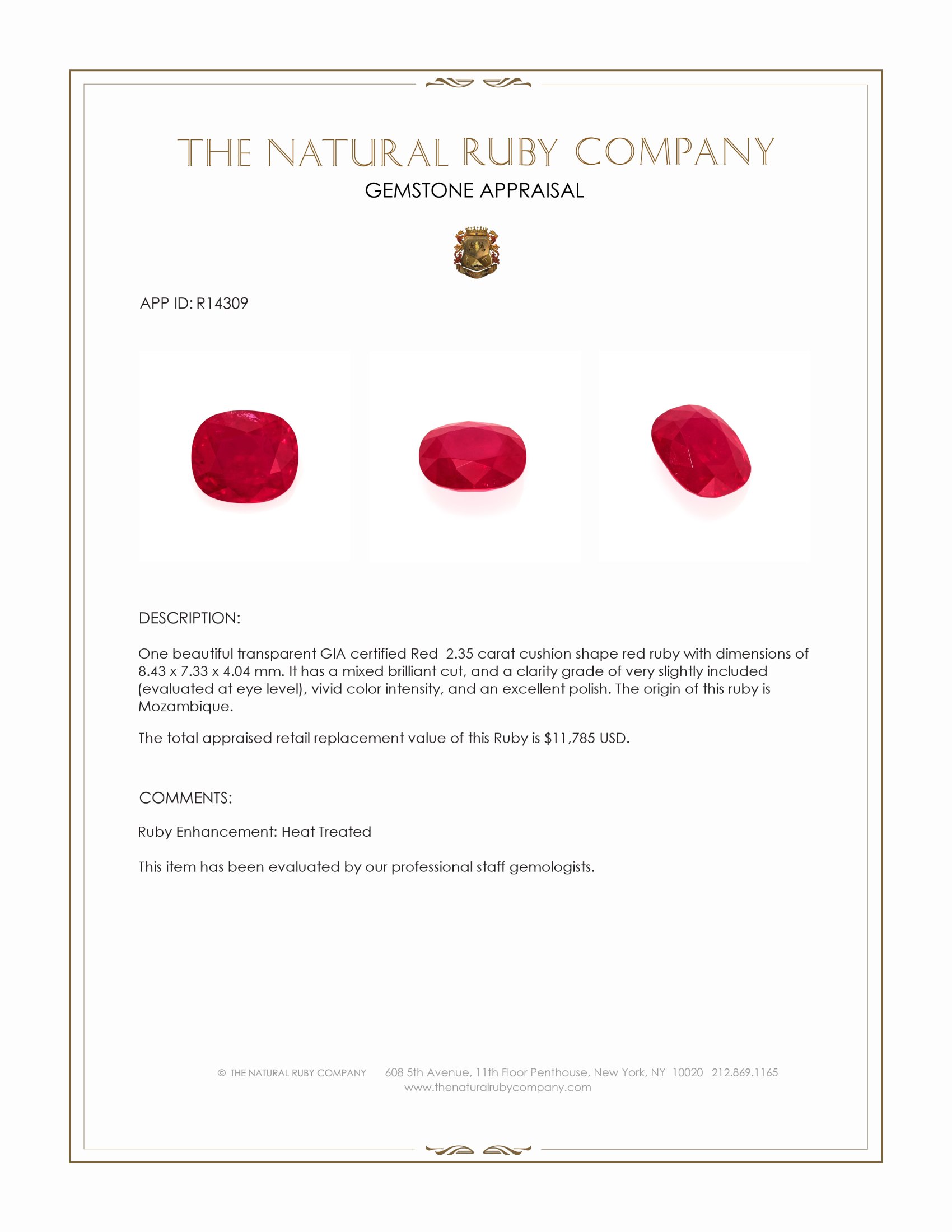 2.35 Ct. Ruby from Mozambique