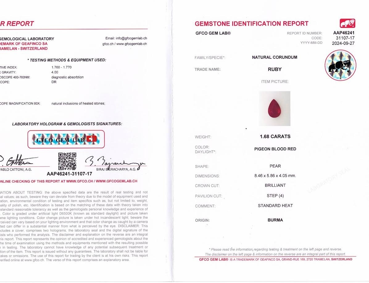 1.68 Ct. Ruby from Burma (Myanmar)