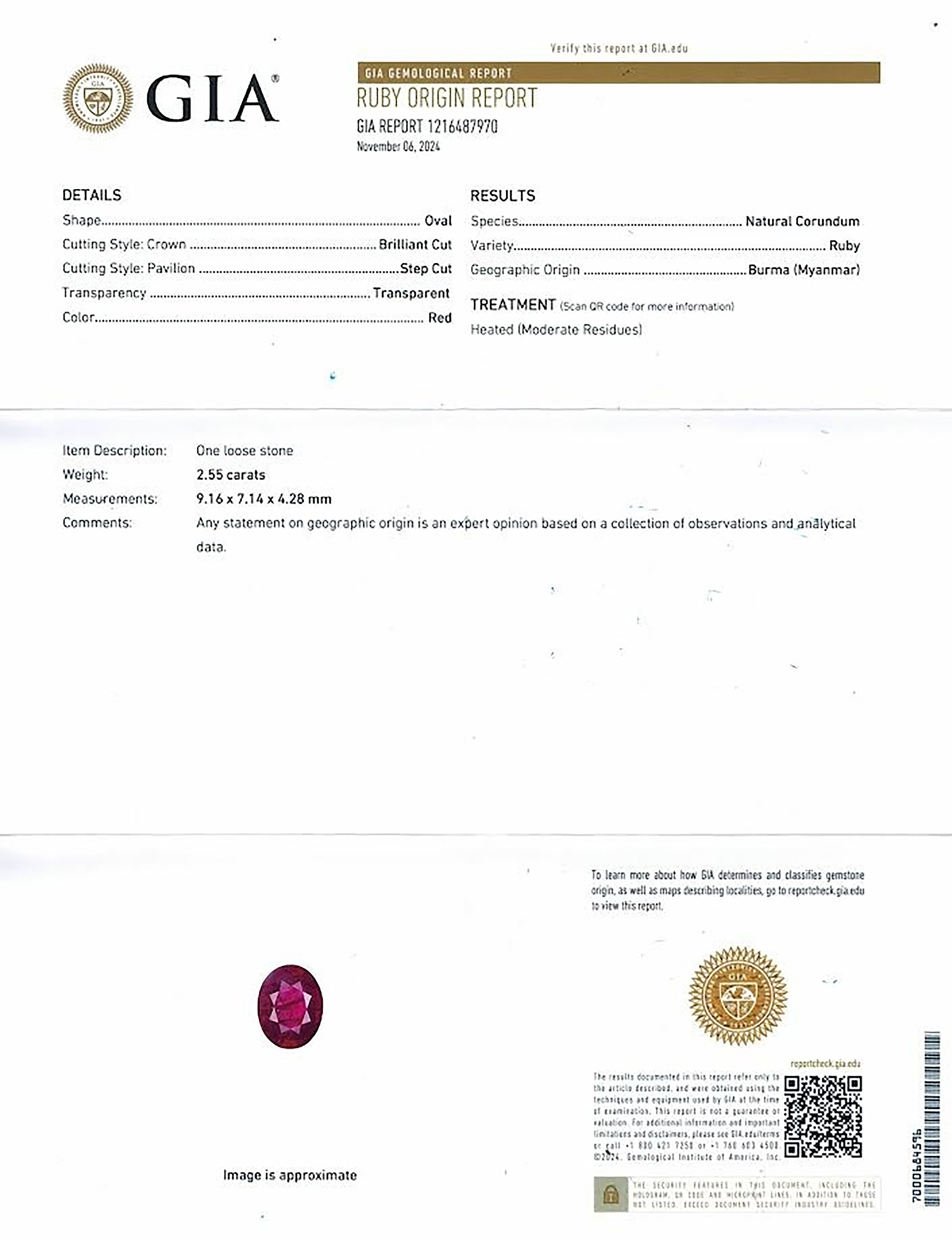 2.55 Ct. Ruby from Burma (Myanmar)