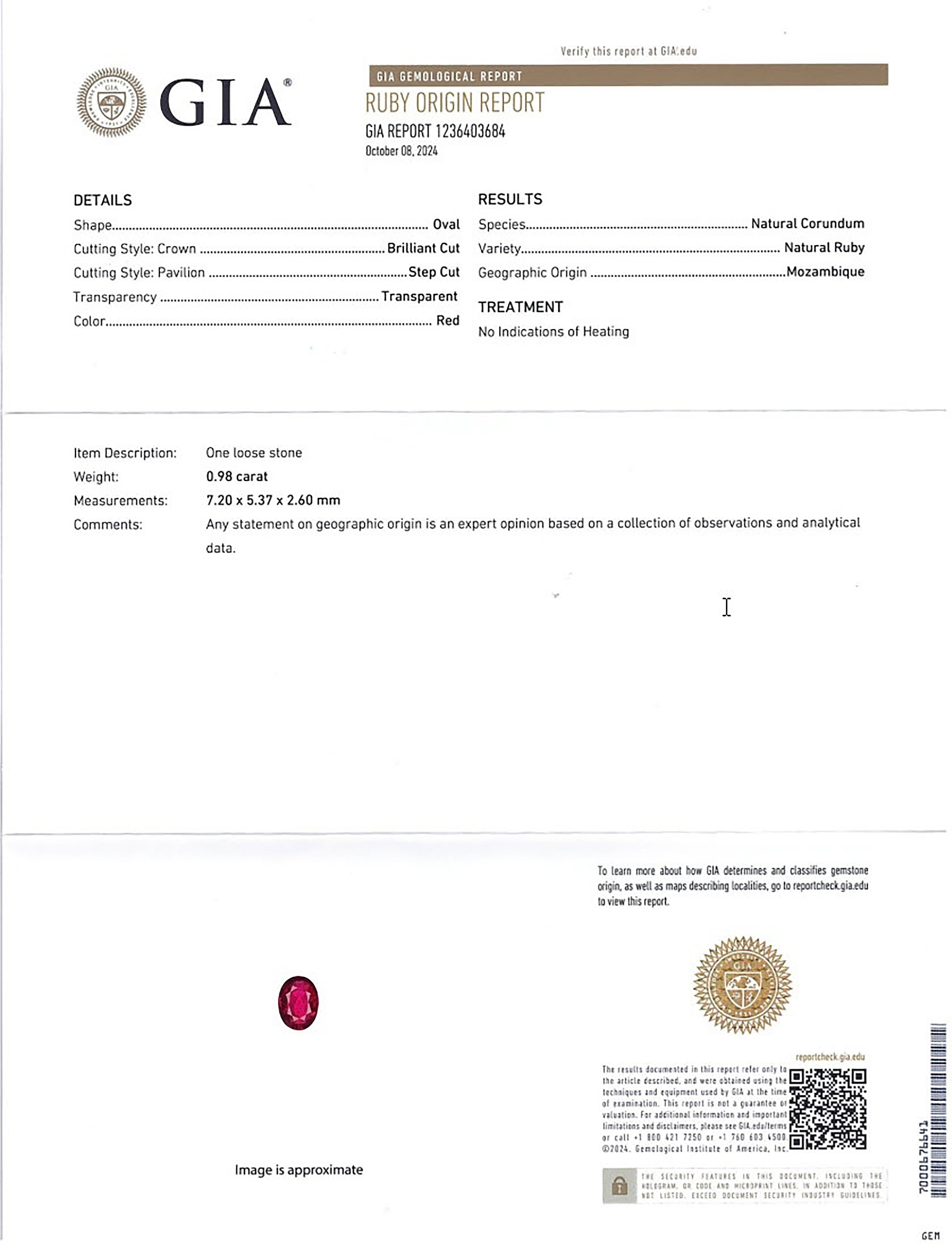 0.98 Ct. Ruby from Mozambique