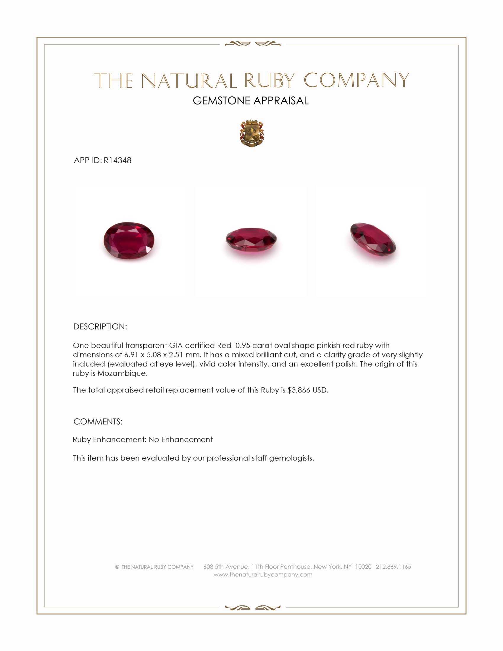 0.95 Ct. Ruby from Mozambique