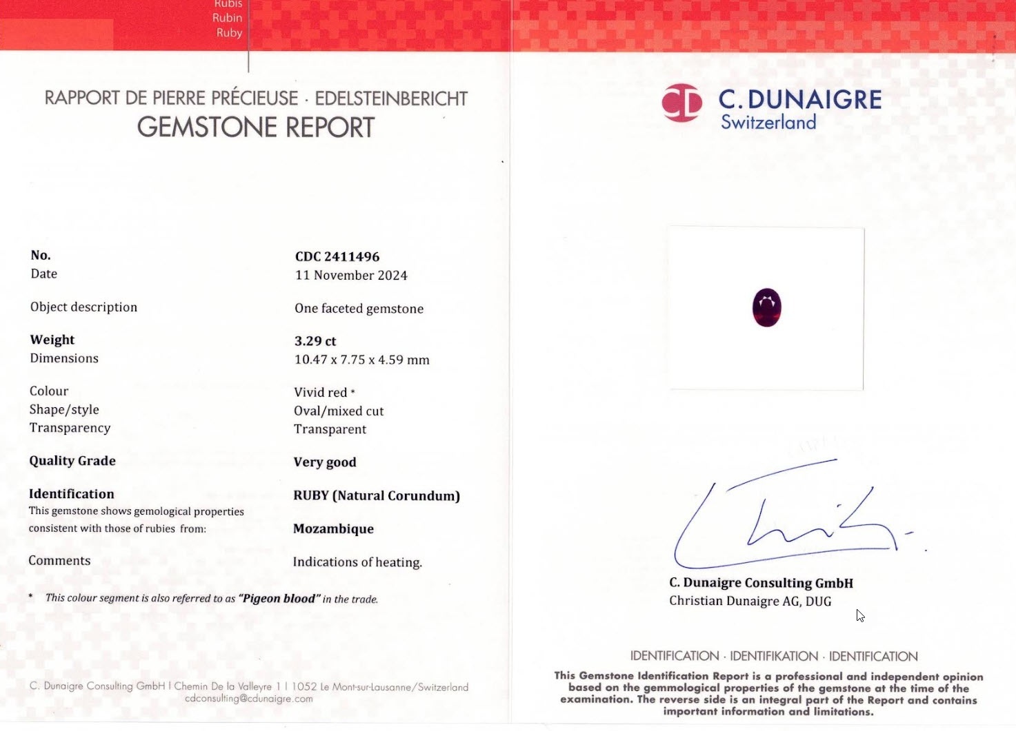 3.29 Ct. Ruby from Mozambique