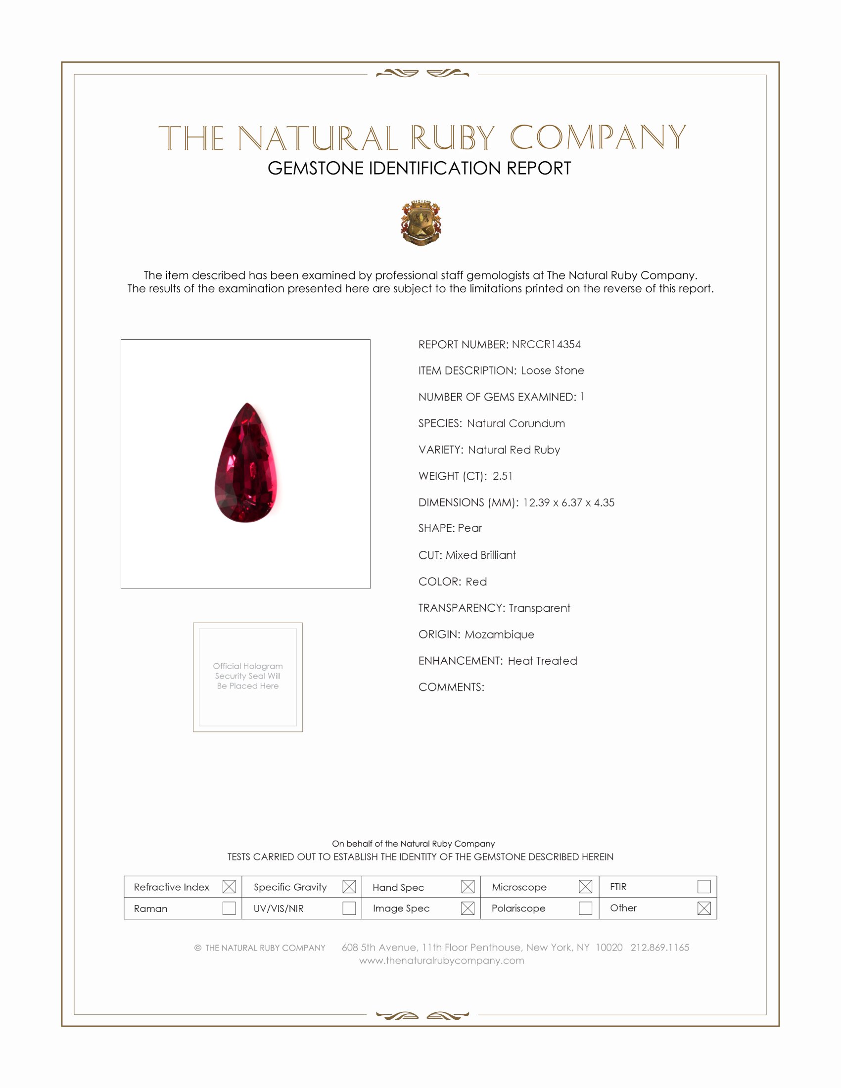 2.51 Ct. Ruby from Mozambique