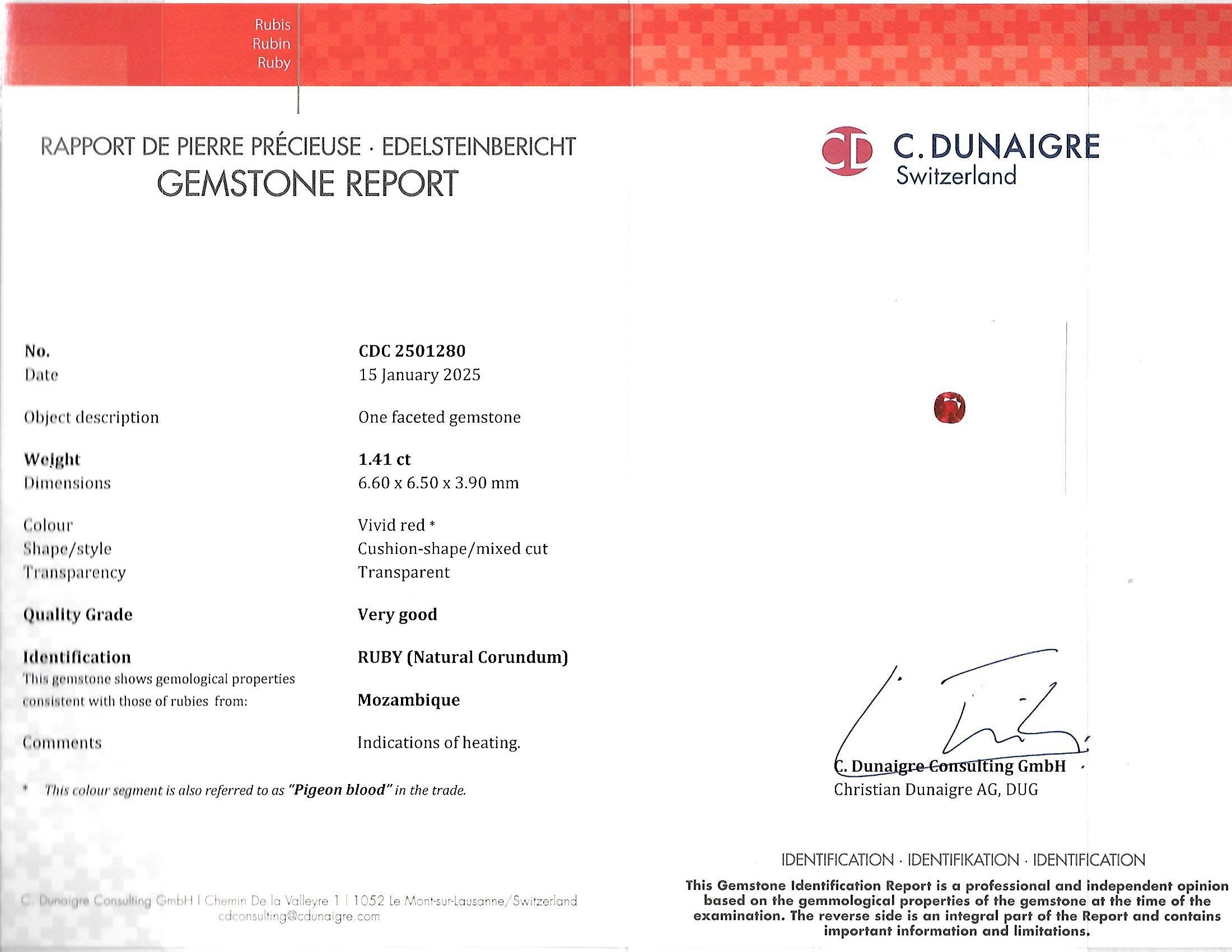 1.42 Ct. Ruby from Mozambique