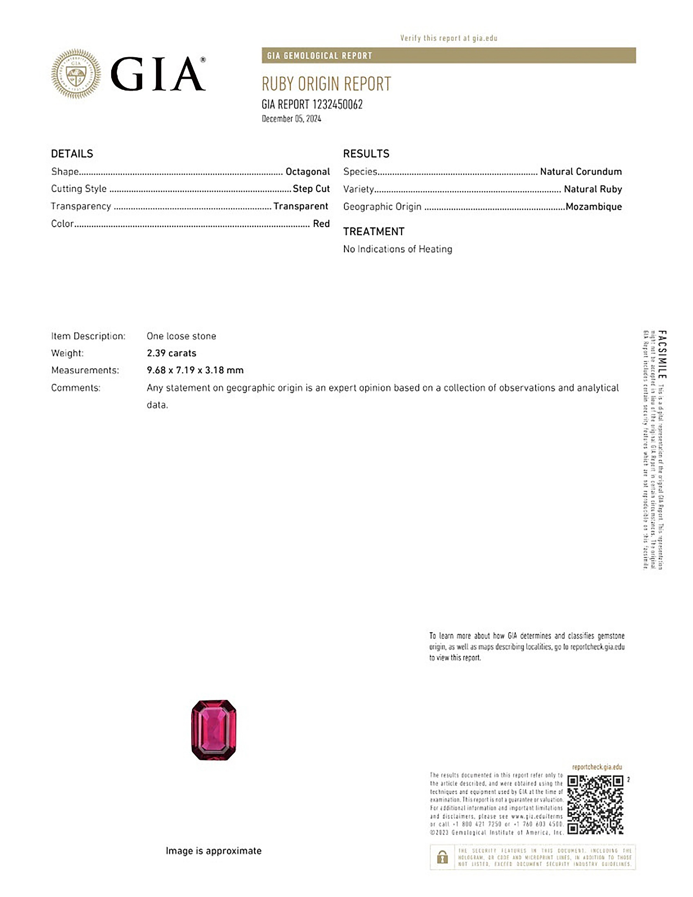 2.39 Ct. Ruby from Mozambique