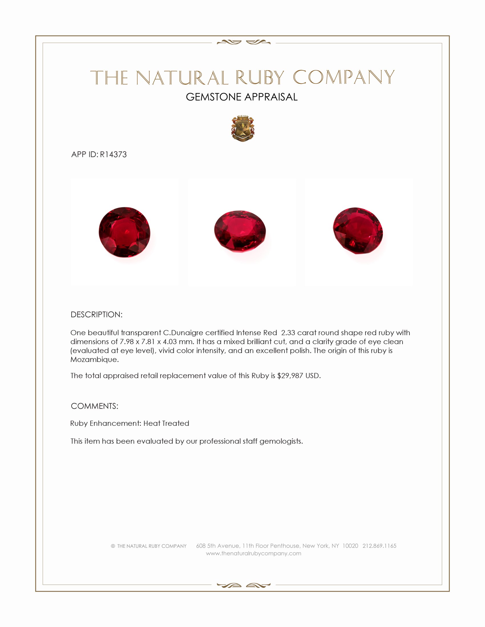 2.33 Ct. Ruby from Mozambique