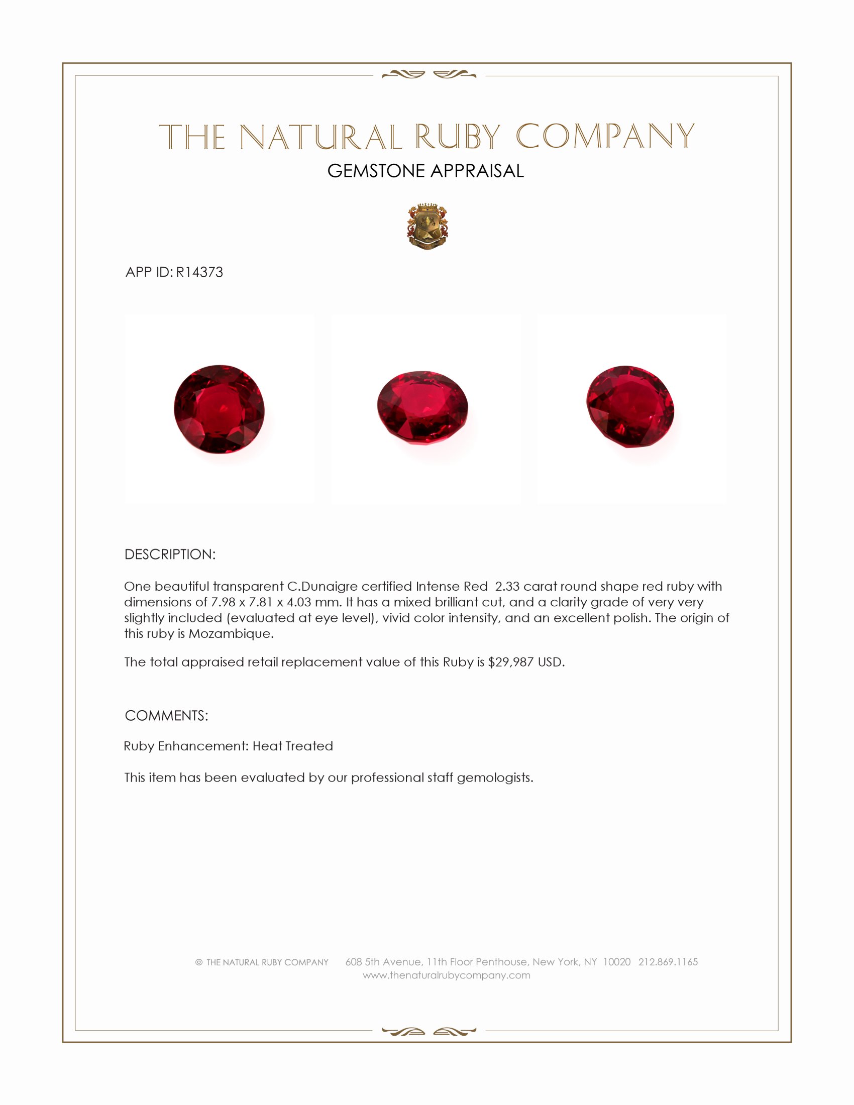 2.33 Ct. Ruby from Mozambique