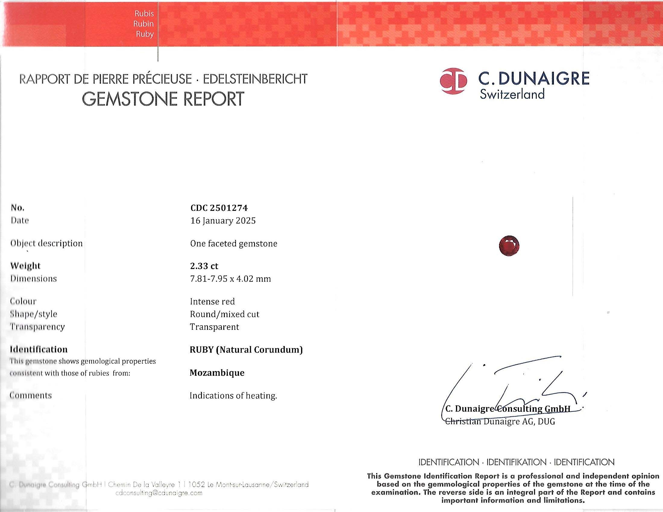 2.33 Ct. Ruby from Mozambique