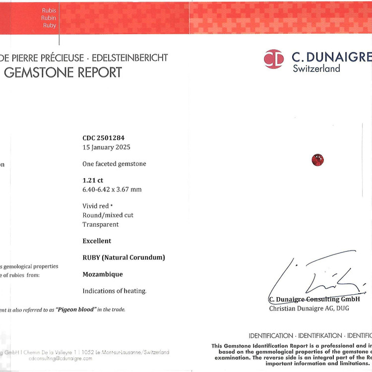 1.21 Ct. Ruby from Mozambique