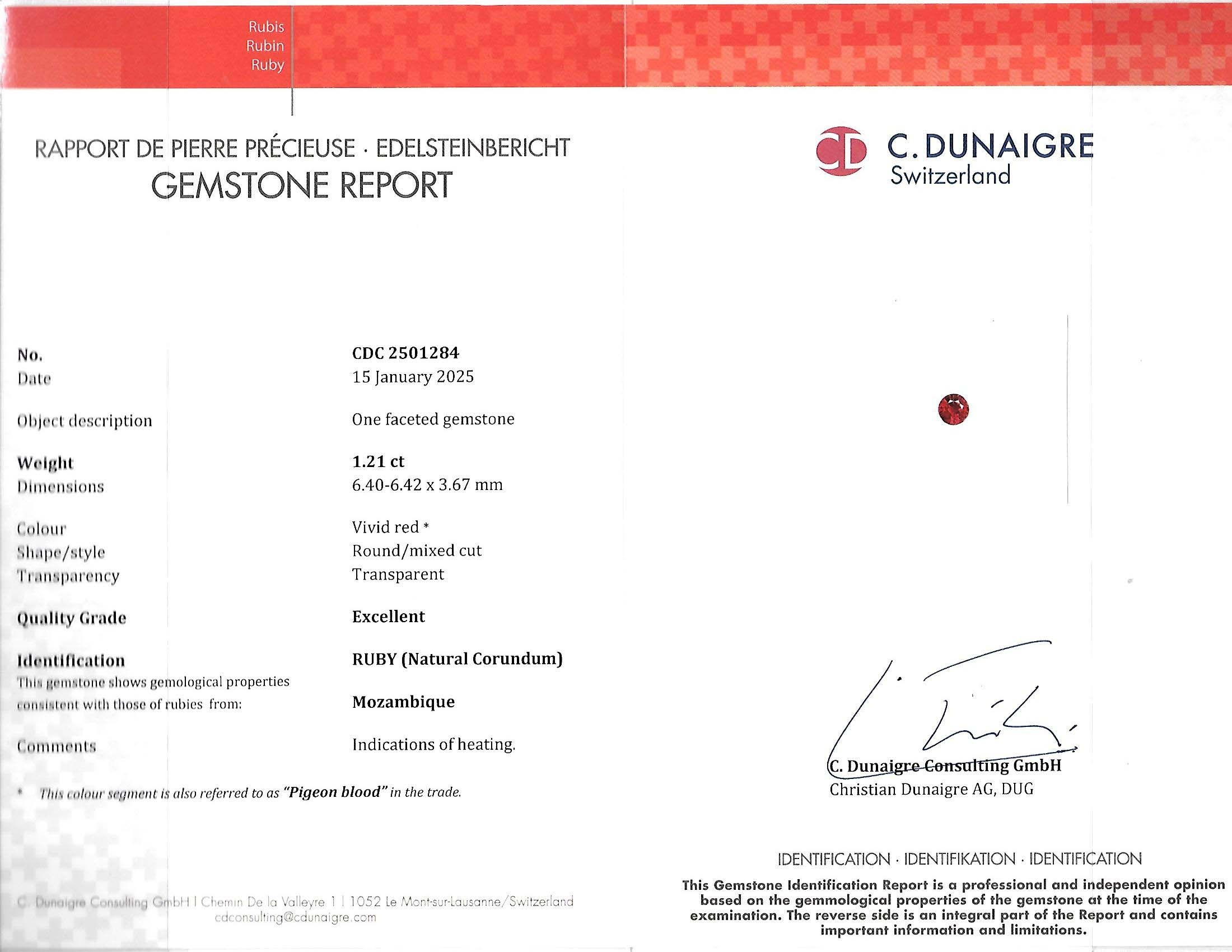 1.21 Ct. Ruby from Mozambique