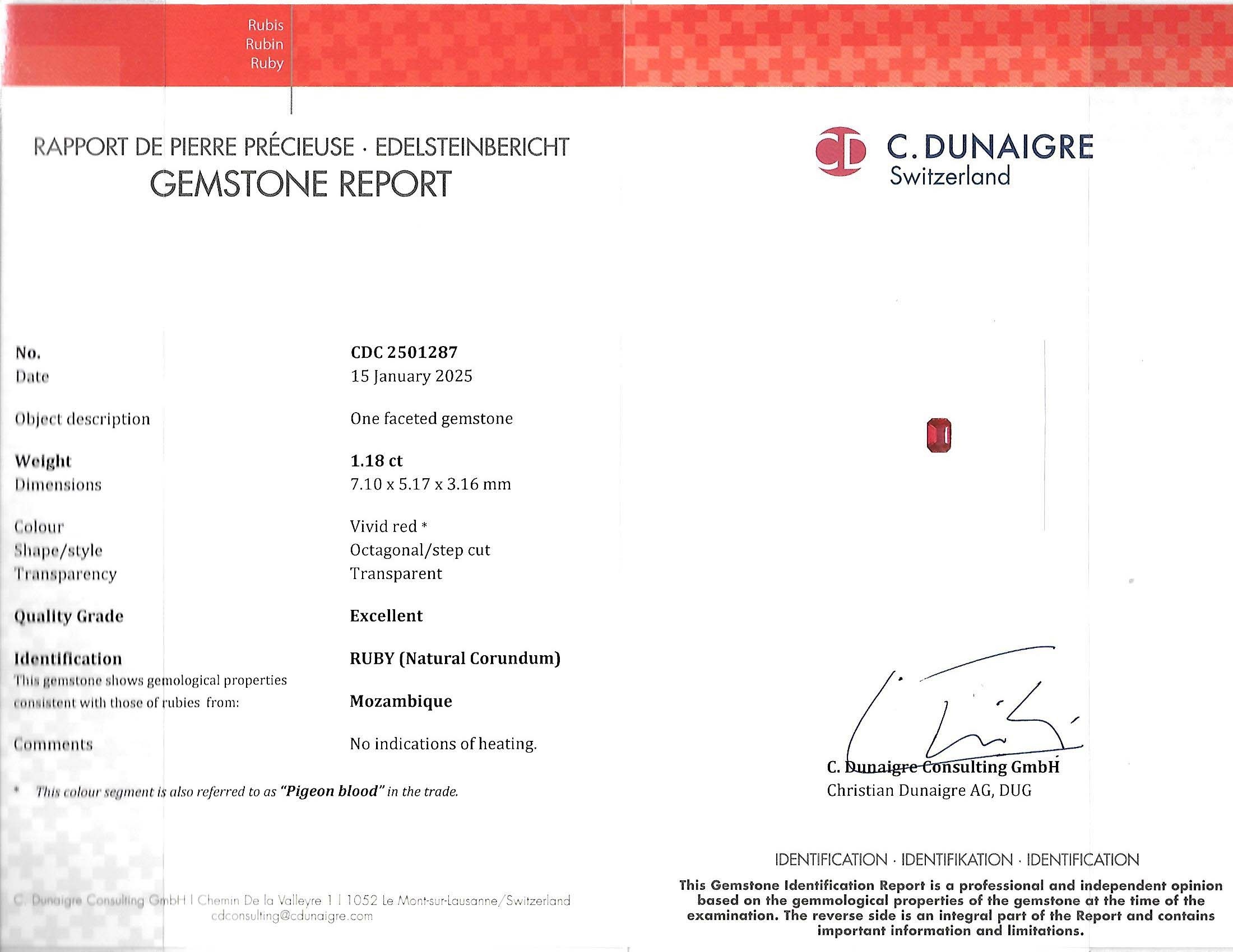 1.18 Ct. Ruby from Mozambique