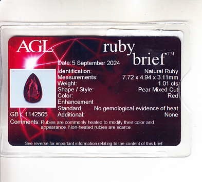 1.01 Ct. Ruby from Mozambique