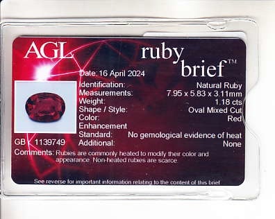 1.18 Ct. Ruby from Mozambique