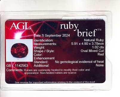 1.02 Ct. Ruby from Mozambique