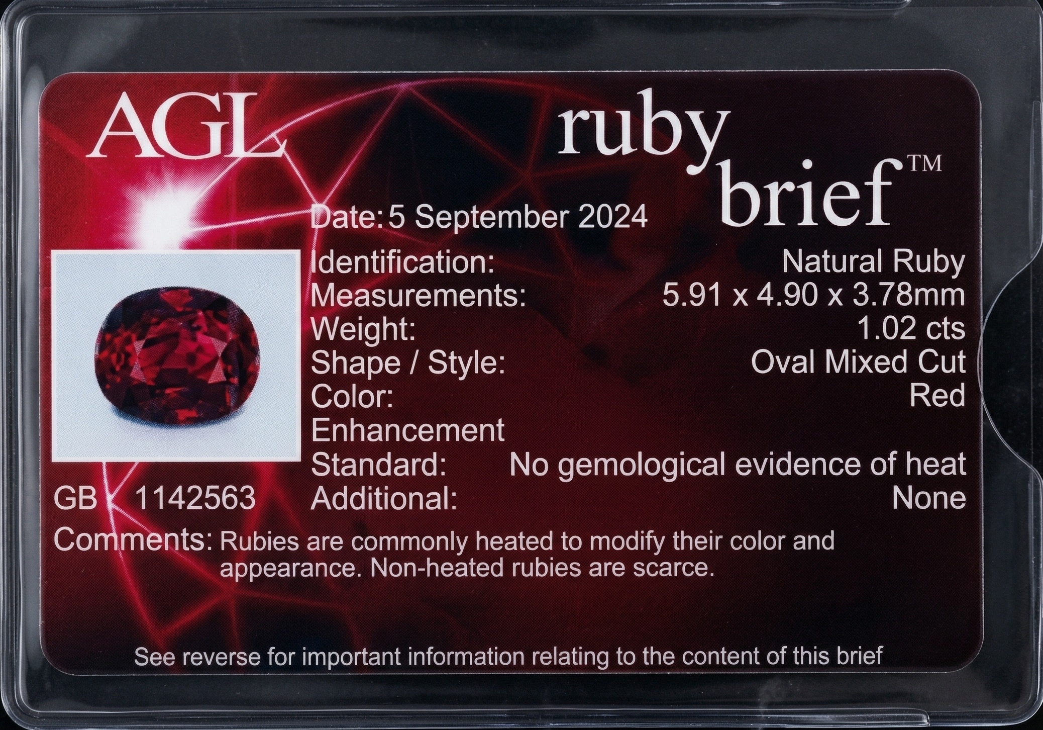 1.02 Ct. Ruby from Mozambique