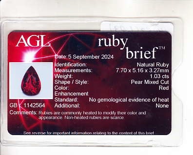 1.03 Ct. Ruby from Mozambique