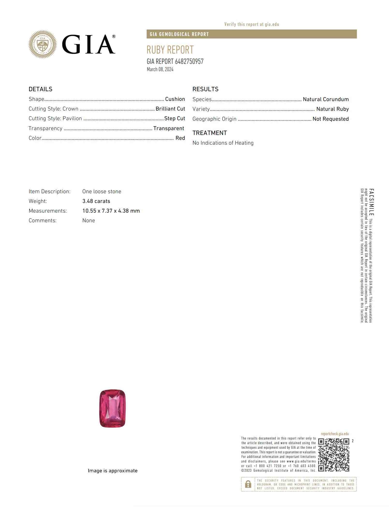 3.48 Ct. Ruby from Mozambique