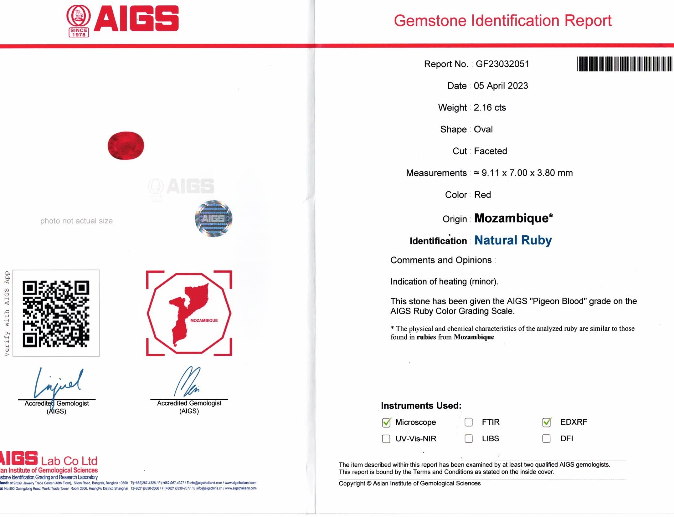 2.16 Ct. Ruby from Mozambique