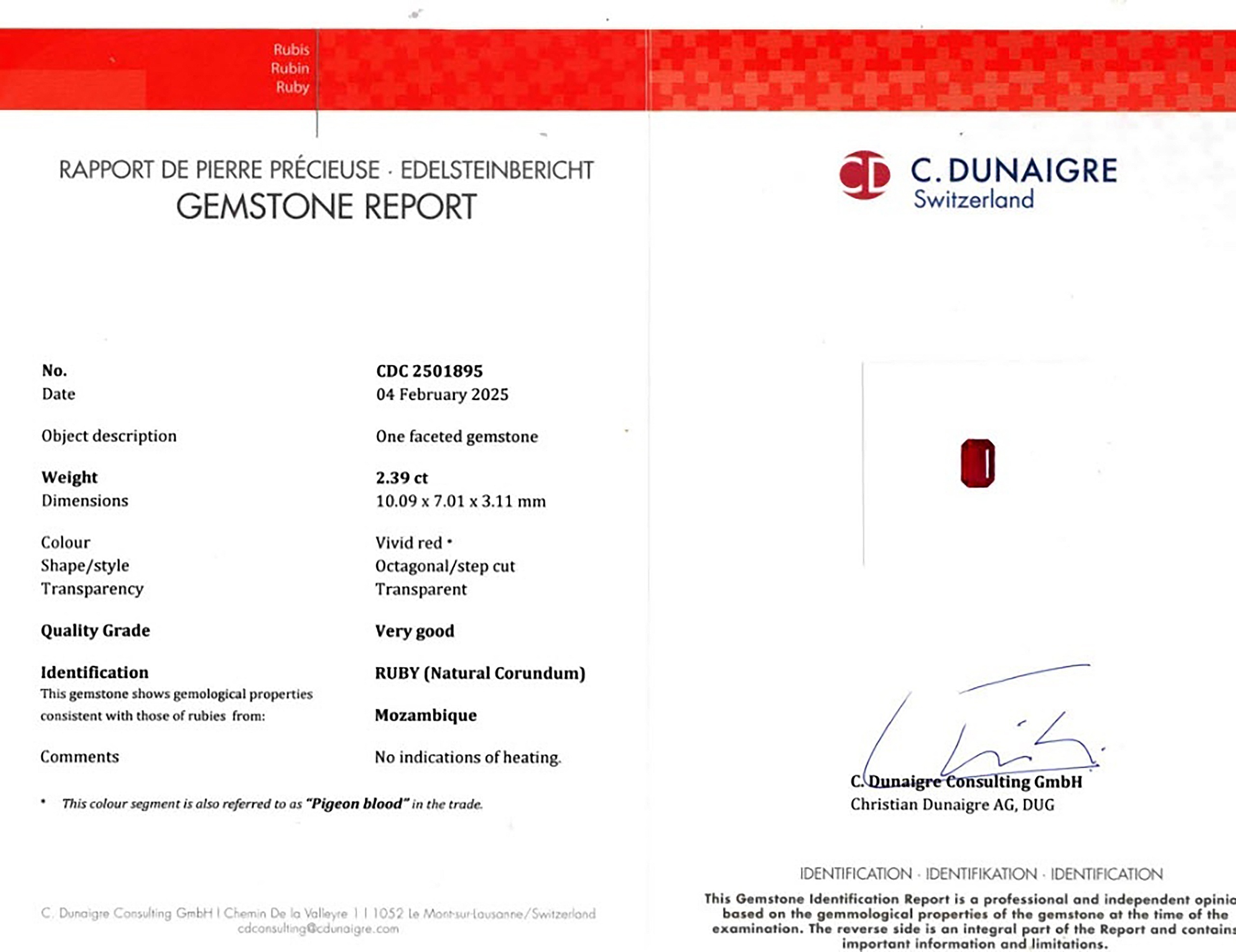 2.39 Ct. Ruby from Mozambique