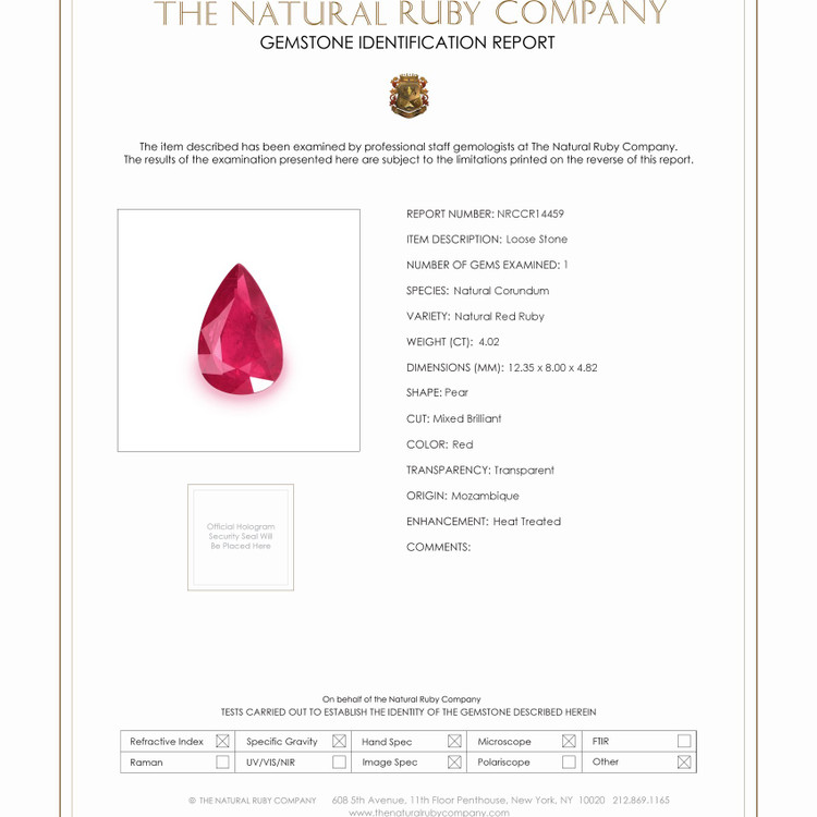 4.02 Ct. Ruby from Mozambique