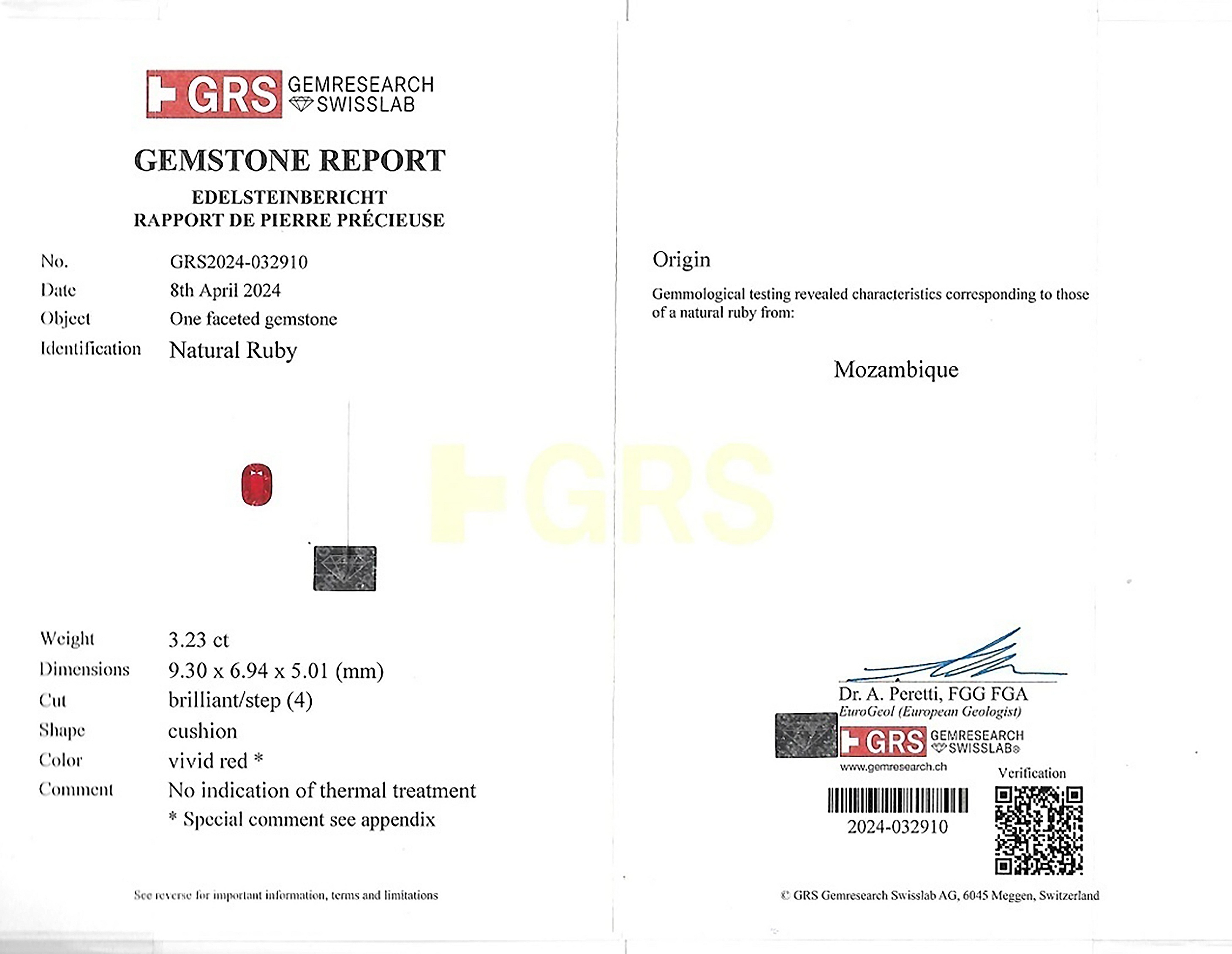 3.23 Ct. Ruby from Mozambique