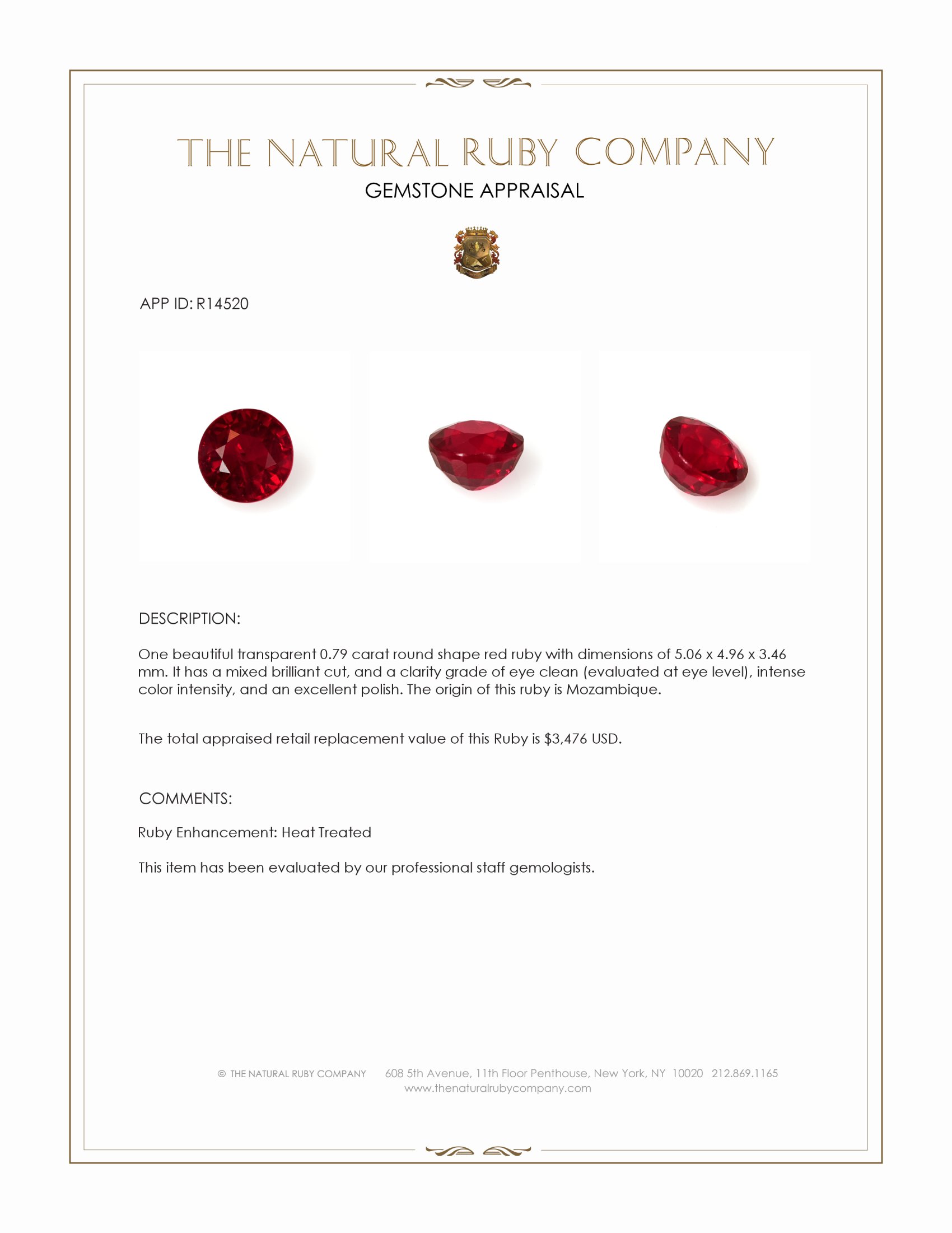 0.79 Ct. Ruby from Mozambique