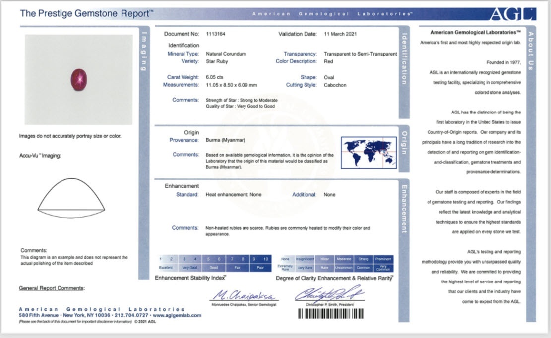 6.05 Ct. Star Ruby from Burma (Myanmar)