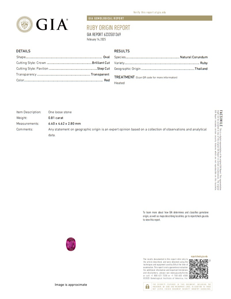 0.81 Ct. Ruby from Thailand