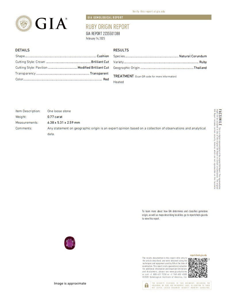 0.77 Ct. Ruby from Thailand