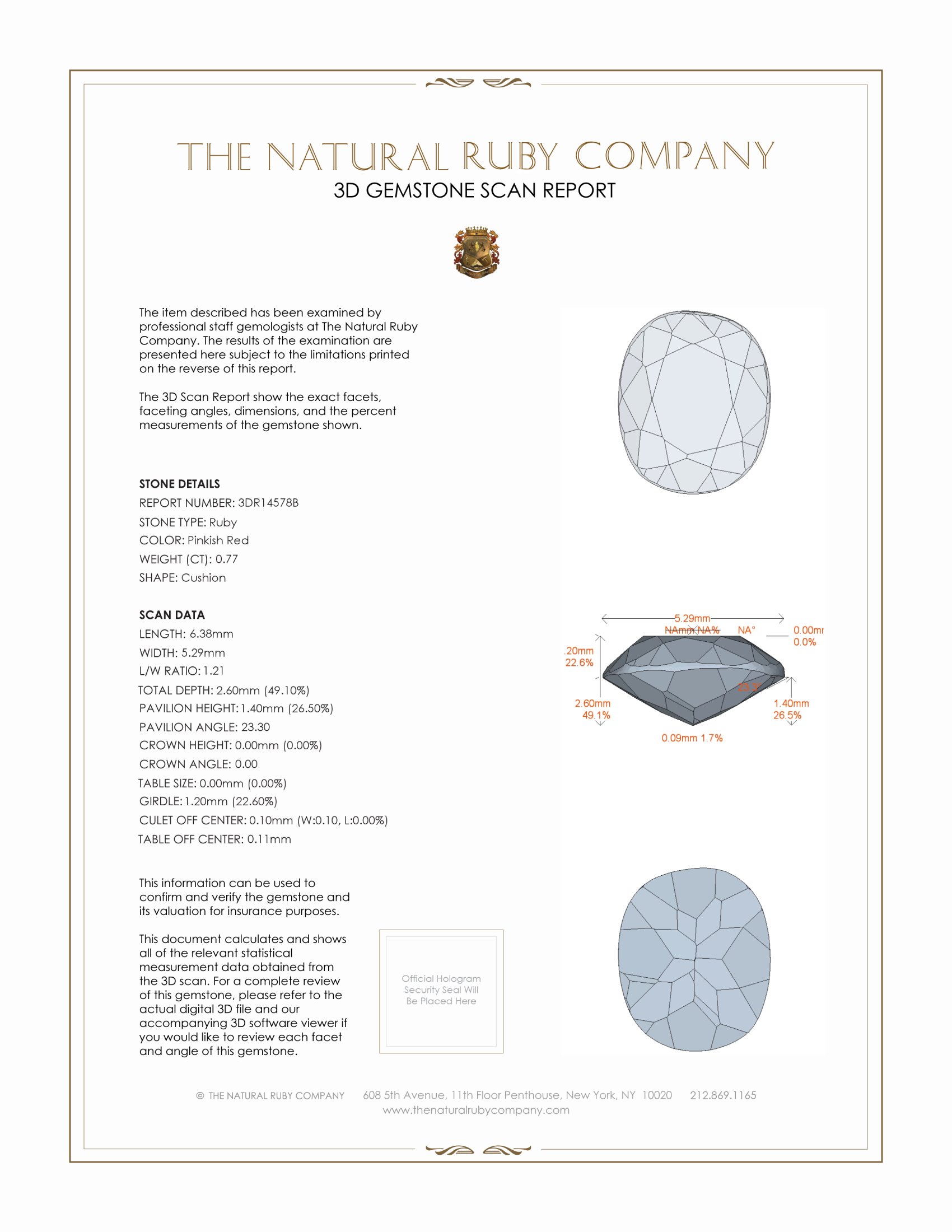 0.77 Ct. Ruby from Thailand
