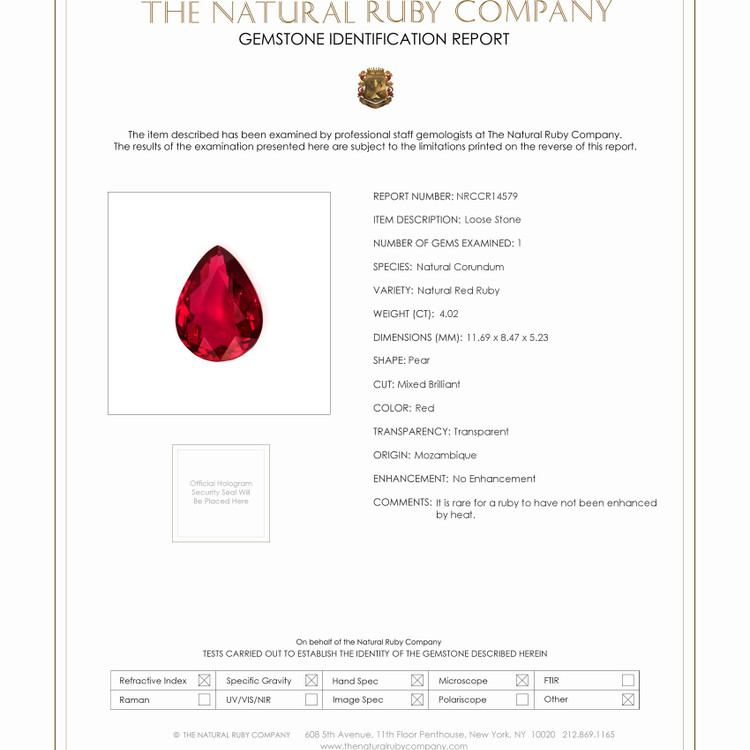 4.02 Ct. Ruby from Mozambique