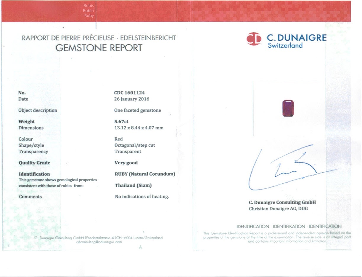 5.67 Ct. Ruby from Thailand