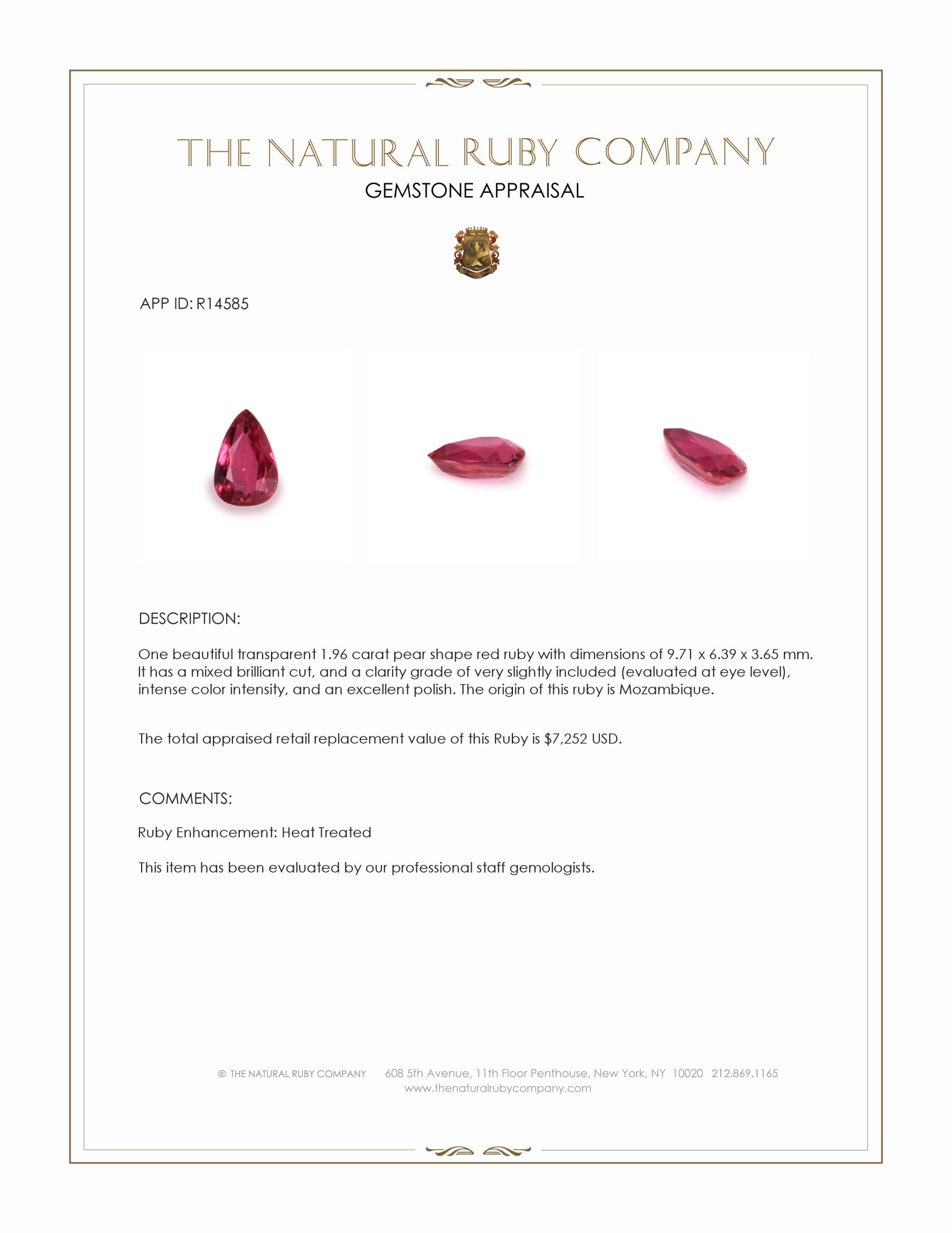 1.96 Ct. Ruby from Mozambique