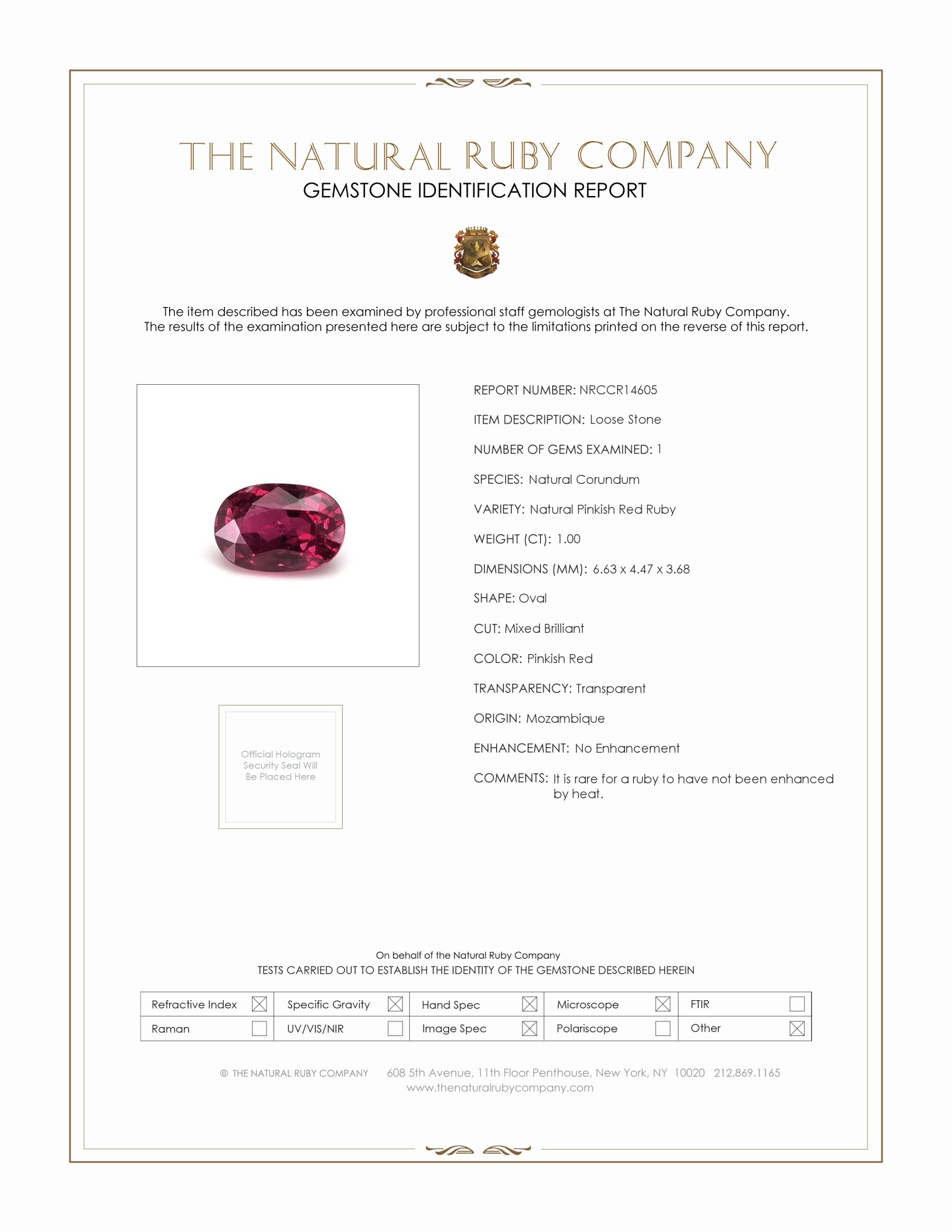 1.00 Ct. Ruby from Mozambique