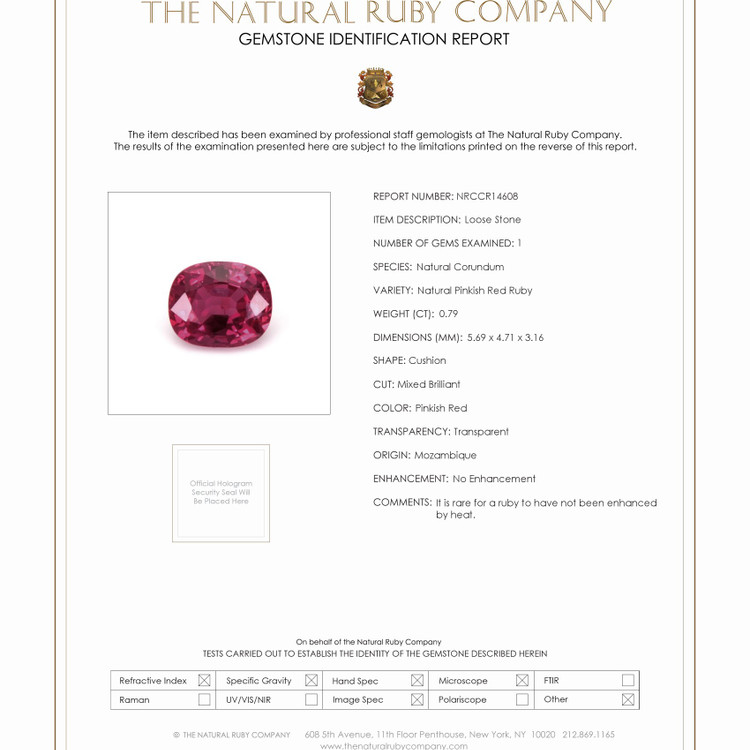 0.79 Ct. Ruby from Mozambique