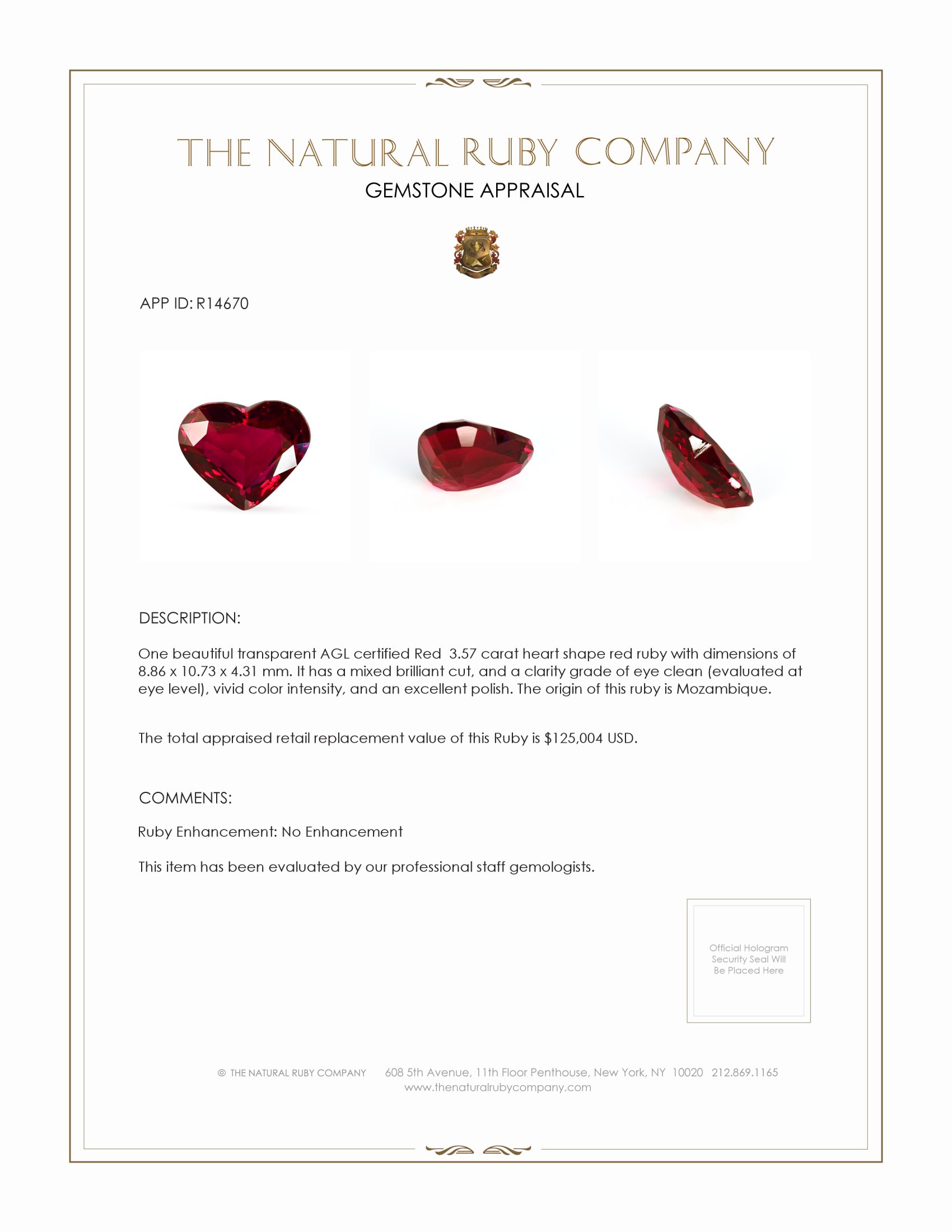3.57 Ct. Ruby from Mozambique