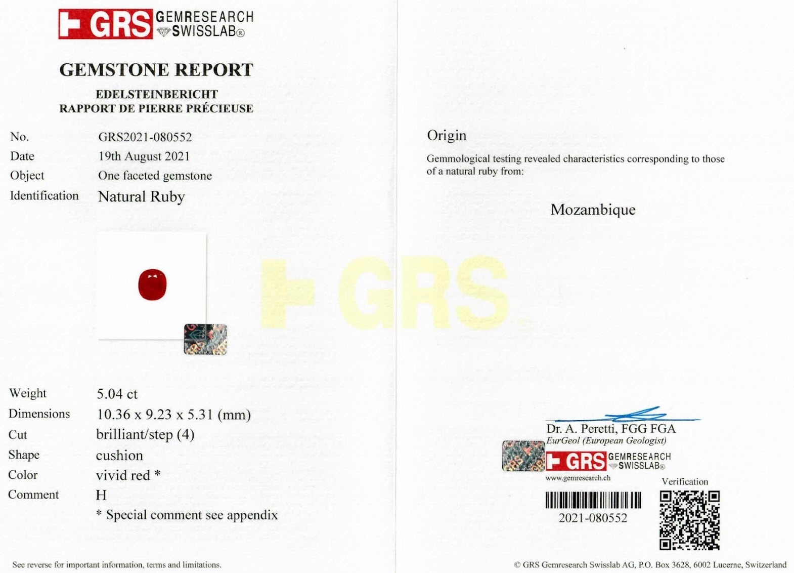 5.04 Ct. Ruby from Mozambique