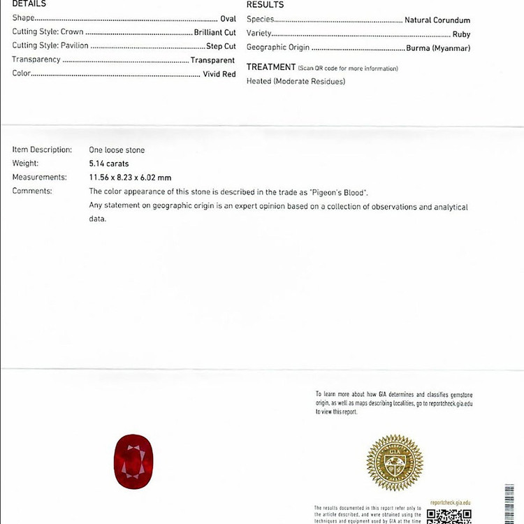 5.14 Ct. Ruby from Burma (Myanmar)