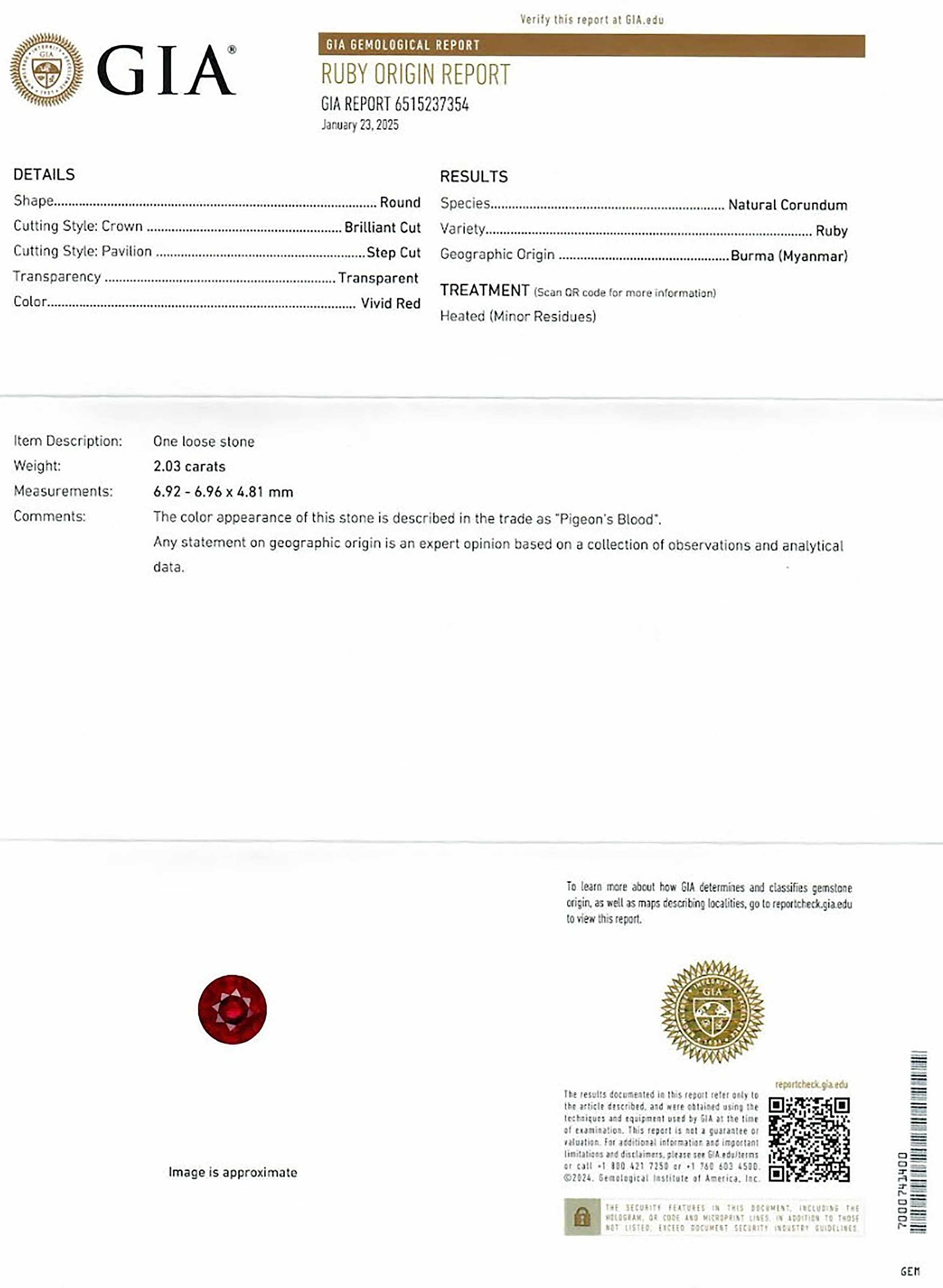 2.03 Ct. Ruby from Burma (Myanmar)