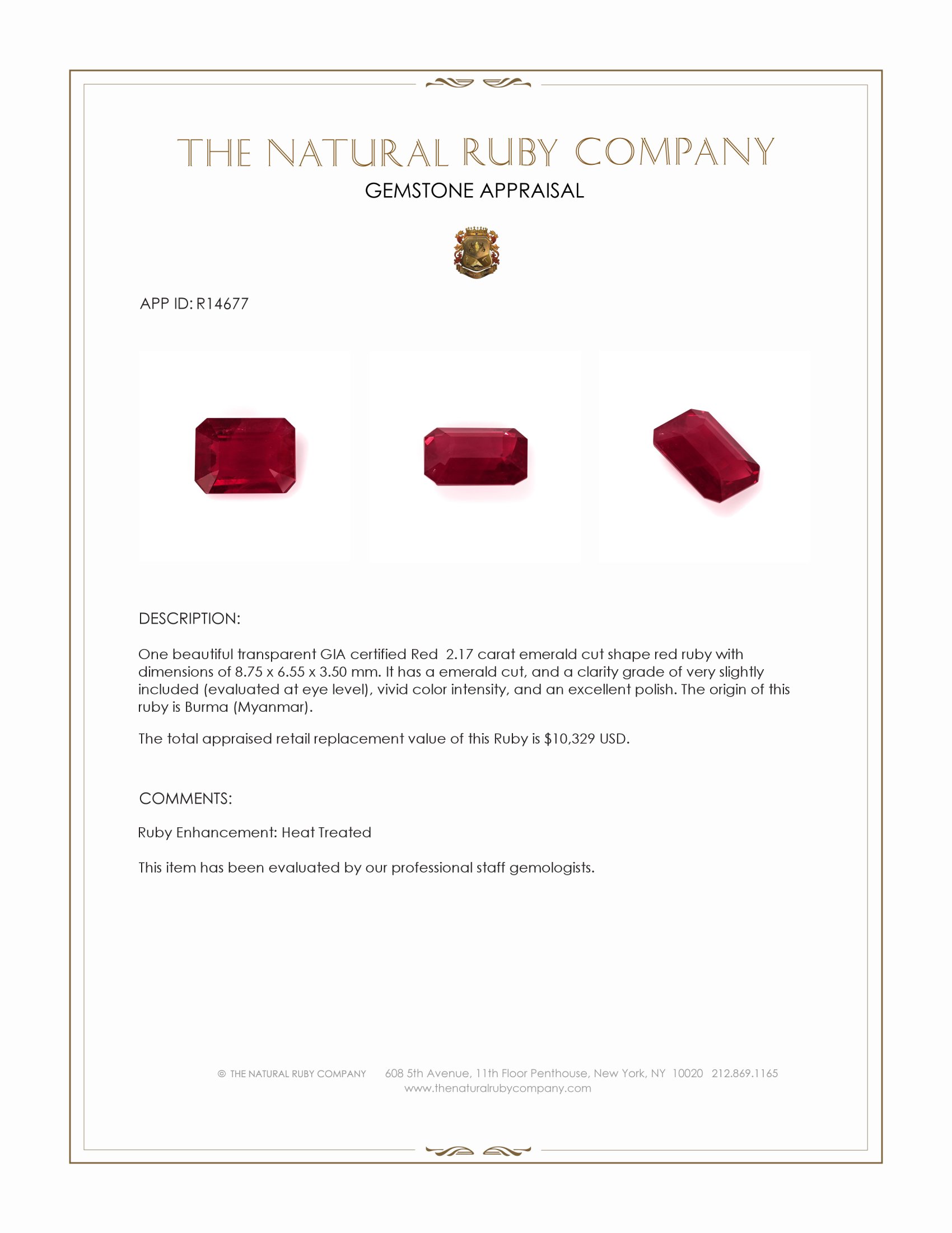 2.17 Ct. Ruby from Burma (Myanmar)