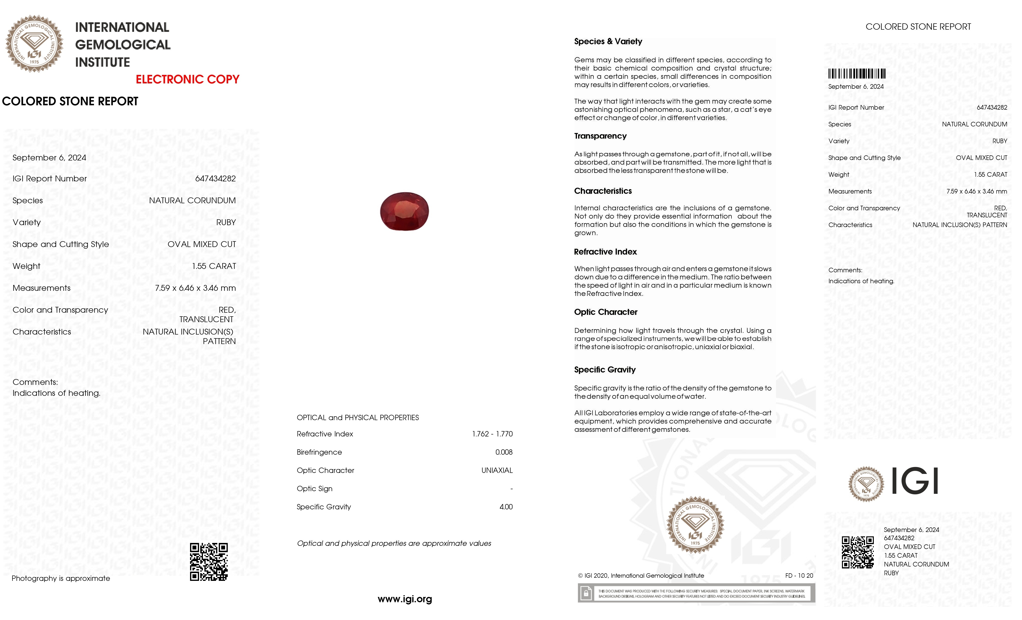 1.55 Ct. Ruby from Mozambique